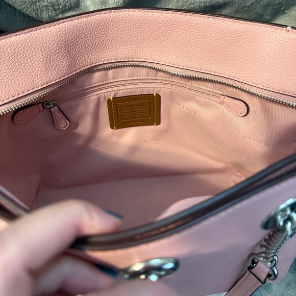 Coach Pebble Leather Turnlock Chain Tote - Powder Pink - Picture 7 of 11
